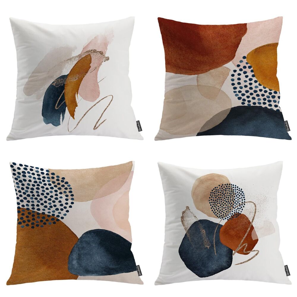 6220 Mid Century Modern Boho Decorative Throw Pillow Cover, Aesthetic Navy